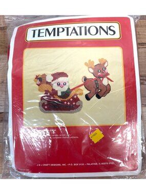 Santa In His Sleigh Plastic Canvas Kit 20" X 11" Acrylic Yarn & Accessories